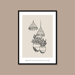 Minimal bohemian travel illustration poster design for wall art gallery 