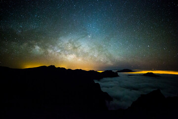 Milky way in Caldera De Taburiente Nature Park, La Palma Island, Canary Islands, Spain - obrazy, fototapety, plakaty