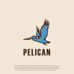 Pelican Wings Bird Flying Tour Travel Wildlife Logo vector