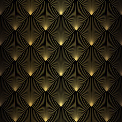 Art Deco Pattern. Vector background in 1920s style. Gold black texture