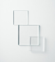 Square glass shape isolated on white background.