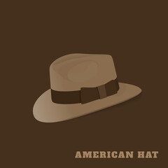 American hat or panama hat template in brown and cream color design