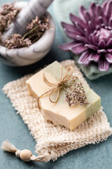 Naklejka na ściany i meble Handmade natural soap with herbal.