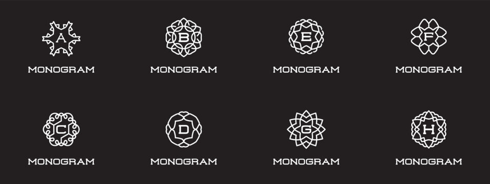 Big Set of Compact Monogram Design Template with Letter. Vector Illustration Premium Elegant Quality.