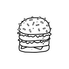 burger In hand drawn illustration, For food business isolated background