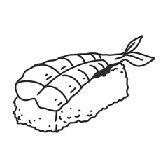 tuna sushi In hand drawn illustration, For food business isolated background