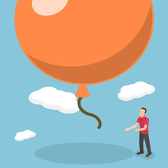 3D Isometric Flat Vector Conceptual Illustration of Balloon Market, Economic Risks or Investment Bubble