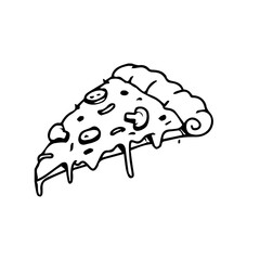 pizza In hand drawn illustration, For food business isolated background