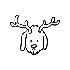 deer head for ornament Merry Christmas and happy new year hand drawn holiday icon vector illustration. winter party decoration.