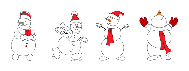 snow man bundle cartoon doodle character
