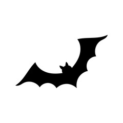 Bat silhouette, isolated on white background. Halloween silhouette black bat - for cricut, design or decor. Vector illustration, traditional Halloween decorative element.