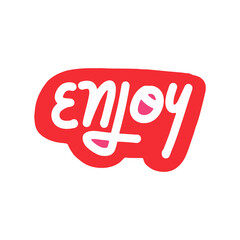 enjoy colorful word stickers. Handwritten illustration design