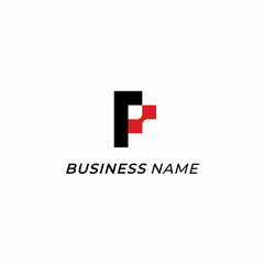 design logo creative letter P and pixel
