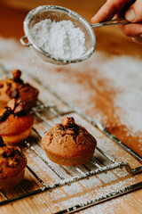 Powder sugar decoration on italian handmade bakery