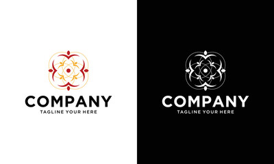 Community, network and social icon design template on a black and white background.