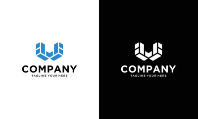 buildings logo vector modern simple with letter U shape on a black and white background.