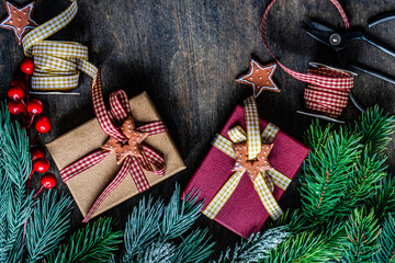 Christmas frame with gift box