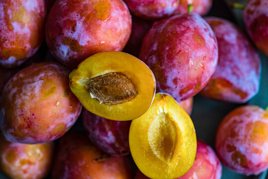 Heap of fresh plums