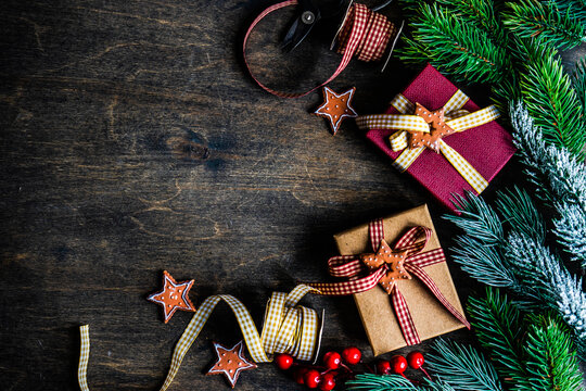 Christmas frame with gift box