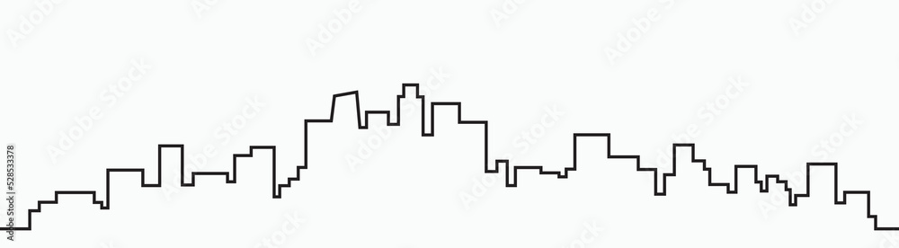 Wall mural modern city skyline outline drawing on white background.