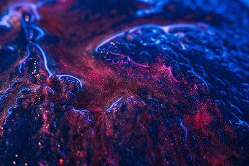 Abstract art piece. Liquid magma effect. Textured multicolor glistening background