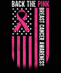 Back The Pink American Flag Breast Cancer t-shirt design.