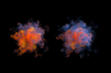 Colorful Smoke design on black background. Close-up. 3d illustration.