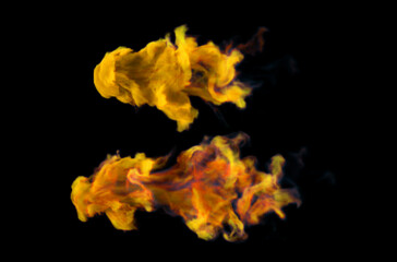 Colorful Smoke design on black background. Close-up. 3d illustration.