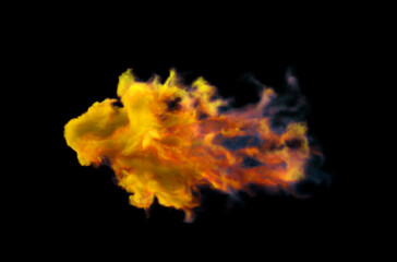 Colorful Smoke design on black background. Close-up. 3d illustration.