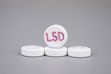 lsd pills closeup,medicinal lysergic acid diethylamide