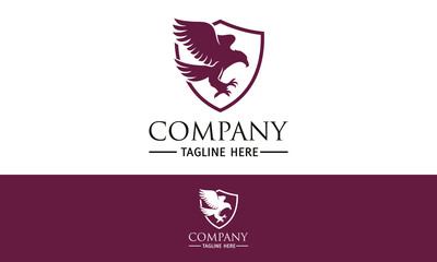 Purple Color Shield Eagle Logo Design