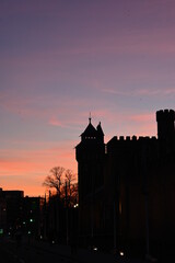 sunset over the castle
