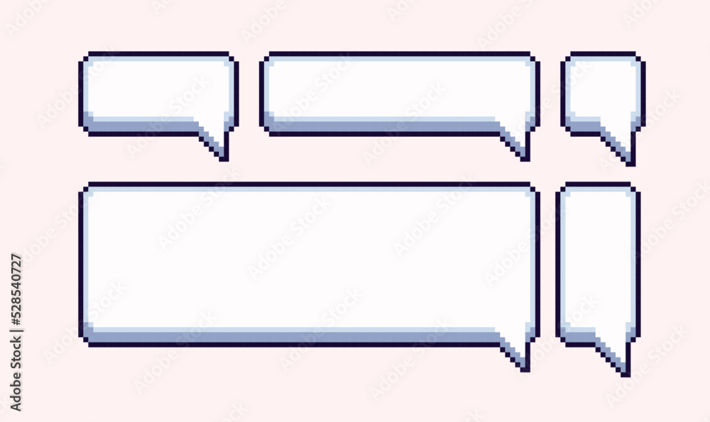 Wall mural empty speech bubble pixel art set. geometric message shapes collection. communication box. dialogue 