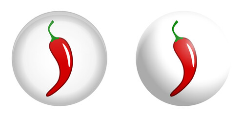 Obraz premium Red chili pepper symbol in white sphere or 3d circle