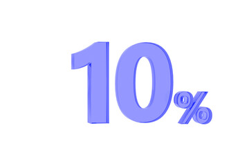 3D. Percentage icon 3D in red glass on white background 3d illustration