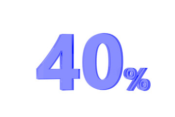 3D. Percentage icon 3D in red glass on white background 3d illustration