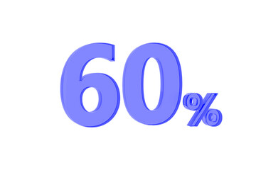 3D. Percentage icon 3D in red glass on white background 3d illustration