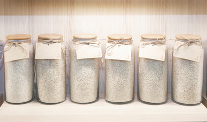 rice in jar, front view