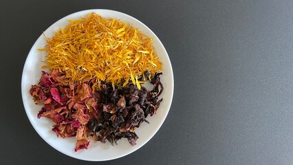 rose, calendula, hibiscus, bath dry flowers