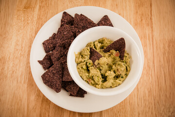 Guacamole with chips - mexican food