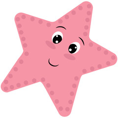 cute pink starfish baby, baby vector illustration, cartoon flat style