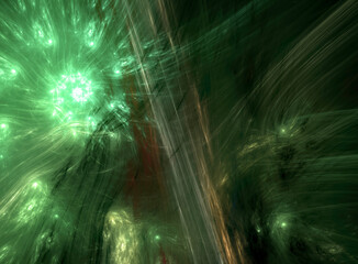 abstract 2d fractal background with green glow