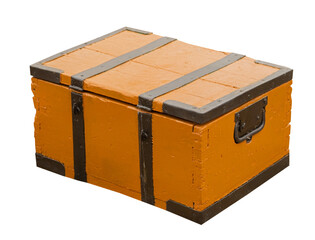 Medieval chest made of wood for cannon ball, isolated