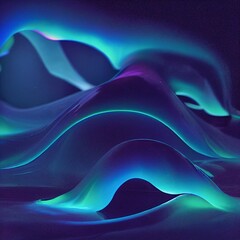 3D rendered illustration of bioluminescent iridescent thick fluids flowing gracefully. Abstract render, colorful background design. modern illustration.