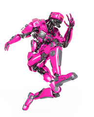 master robot is jumping on action in white background