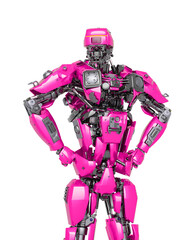 Fototapeta premium master robot is doing a super pose in white background
