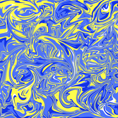 Fototapeta na wymiar Liquid blue and yellow paint background