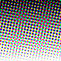 Colorful circles, gradient halftone background. Vector illustration.	