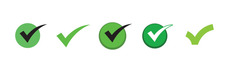 Check mark icons. Green tick approval.