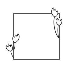 Obraz premium Square botanical frame element with leaves. Simple contour vector illustration.